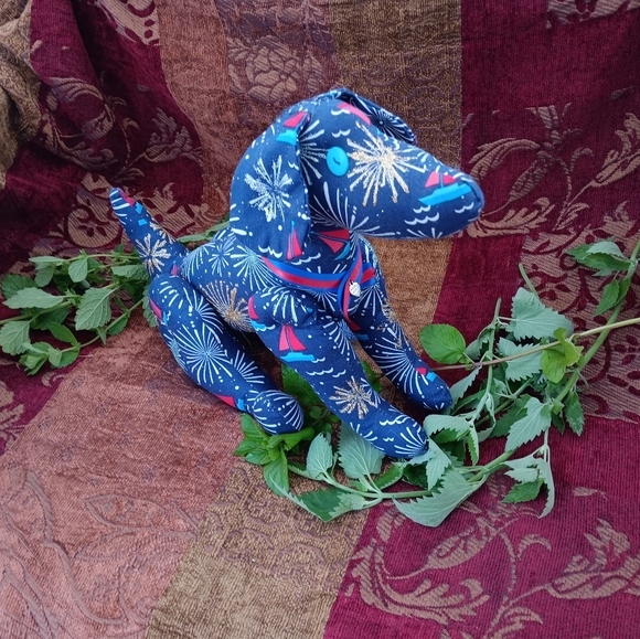 Handmade Plush Dog "Fireworks" Large - Picture 6 of 9